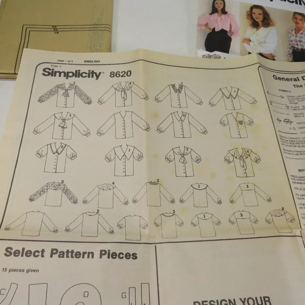Simplicity 8620 sewing pattern Blouse, Shirt UNCUT Size 18-22